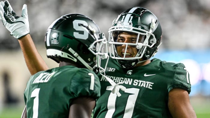 Michigan State players celebrate during their win over Nebraska